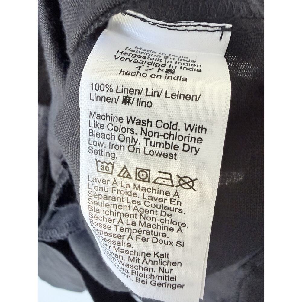 J Crew Shirt Dress Women's M Tall Black Irish Linen Button Front - Picture 4 of 7